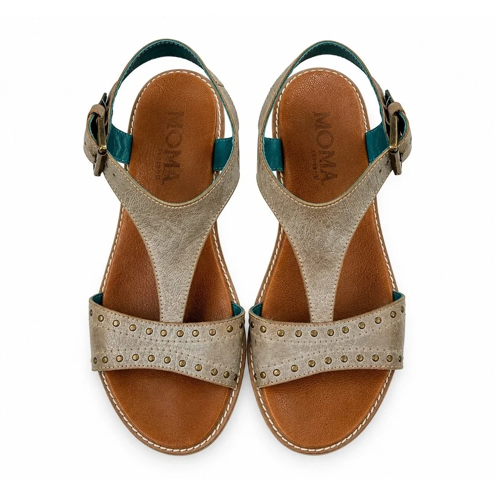 Roan By Bed Stu Women's Size 7.5 Martina Leather Sandals in Alkaline Epica Gray